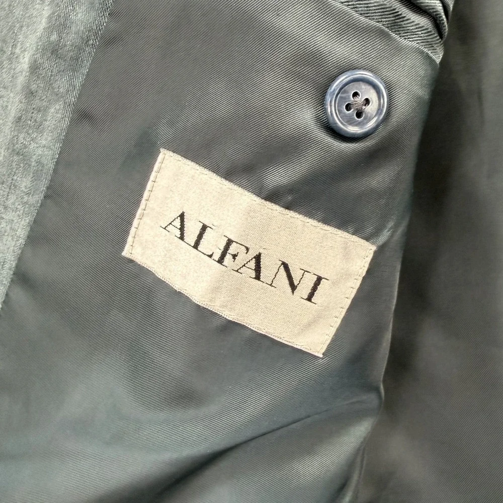 Alfani Blazer‎ Jacket Mens 44 Gray Lined Single Breasted Faux Suede Formal Coat